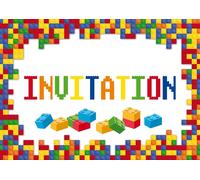 DDA-EDITON COLIBRI Invitations en Français jouer avec briques L*G*: Paquet de 10 cartes d`invitation pour un Fête d'Anniversaire à thème de Blocs des Constructions (11073 FR)