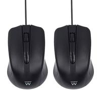 DDA-EW3300 - Souris Optique Filaire USB 3 Boutons, 1000 DPI, Design Ergonomique, Ambidextre, PC/Mac/Laptop/Chromebook - Noir (Lot de 2)