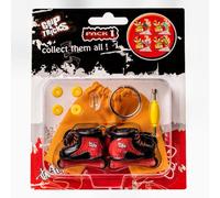 DDA-Grip and Tricks - Finger Roller Skates Rouges Pack 1 avec 4 Mini Roues supplémentaires 1 Outil pour Inline Finger Skates et 2 Accessoires pour Mini Fingerboards - Jouet à Doigt 8 pièces dès 6 Ans