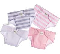DDA-JC Toys Lot de 4 Couches pour poupées de 36 à 43 cm, lavables et réutilisables, Multicolore Rose, idéal pour Jouer, conçu en Espagne par Berenguer, +2 Ans, 81003