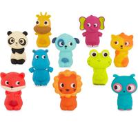 DDA-Li'l Woodzeez Toys - 10 marionnettes à Doigts Animaux - Renard, Panda, Hippopotame, Girafe, Chien - Lion, Chat, Grenouille, éléphant, Hibou - 10 Mois + - Pinky Pals Crew