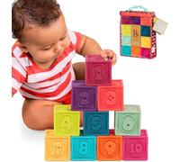 DDA-Li'l Woodzeez Toys - One Two Squeeze - Baby Blocks - Jouets de Construction et d'empilage pour b¿¿b¿¿s - 10 Blocs Souples avec Chiffres, Formes, Animaux - ¿¿ducatif et d¿¿veloppemental - 6 Mois