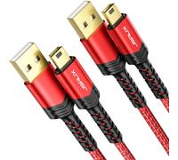 Dda-Lot De 2 Câbles Mini Usb A Vers Usb 2.0 Mini B - 1 M + 1 M - Câble De Charge Compatible Avec Manette Ps3, Dash Cam, Garmin Gps Navi, Blue Yeti, Ti-84 Plus Ce, Lecteur Mp3, Tiptoi, Canon Rouge