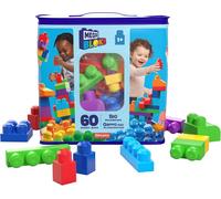 DDA-Mega Bloks, Blocs De Construction, Grand Sac De Construction Bleu, Couleurs Classiques, 60 Blocs De Construction Empilables, Jouet Enfant, Jouet pour Enfant de 1 Ans et Plus, DCH55