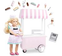 DDA-¿ Mini Doll & Ice Cream Cart ¿ Clothes & Ice Cream Accessories for 6-inch Dolls ¿ Ice Cream Scoops, Cones, Soft Serve, Popsicles ¿ Toys for Kids ¿ 3 Years + ¿ Evelina's Ice Cream Cart