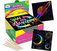 DDA-Mini Notes d'art à gratter Arc-en-Ciel 125 Magic Scratch Note Off Paper Pads Cartes Feuilles pour Enfants Black Scratch Note Arts Crafts DIY Party Favor Supplies Kit Birthday Game Toy Gifts Box