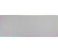 DDA-MMP224 Tapis de Souris de Jeu XXL 880 x 330 mm, Bords Arc-en-Ciel, Base antidérapante en Caoutchouc Naturel, Surface nanotextile de Haute précision, Tapis de Souris Flexible, Blanc