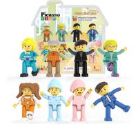 DDA-Picasso Toys Lot de 8 figurines d'action magnétiques pour la construction de blocs de construction Tiles Toddler Toy Set magnétique Expansion Variety Pack Educational STEM Learning Kit Pretend Pl