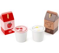 DDA-small foot Set de Produits Laitiers, en Bois Jouets de Jeu de Rôle, Accessoires pour La Boutique Marchande et La Cuisine pour Enfant, 11440