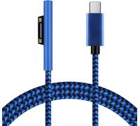 DDA-Surface vers USB C Câble de Charge (Bleu Tressé en Nylon 1,8m), Compatible avec Microsoft Surface Pro 7/6/5/4/3 Go3/2/1 Laptop4/3/2/1, Nécessite Un Chargeur USB-C de 45W 15V/3A