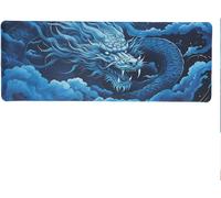 DDA-Tapis DE Souris XXL - Dragon Bleu - Mythes et Traditions - 800 x 300 x 3 mm - Déco Chinoise - Antidérapant et Résistant à l'eau - Déco Bureau - Idée Cadeau Japon Asie