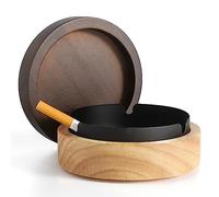 DDAJJAJ Joli cendrier pour cigarettes sans fumée avec doublure en acier inoxydable - Cendrier coupe-vent en bois avec couvercle pour la maison, le bureau, la table, l'extérieur et la terrasse