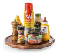 DDAJJAJ Lazy Susan Organiseur de placard en bois de 33 cm pour cuisine, rangement d'huile, ingrédients, bouteilles et bocaux (bois d'acacia)