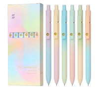 Ddaowanx Lot de 6 stylos à encre gel à séchage rapide de 0,7 mm, pointe fine, fournitures scolaires, cadeaux esthétiques pour femmes, adolescentes, accessoires tendance (dégradé, noir)