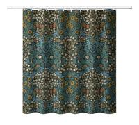 DDCBNS William Morris Rideau de douche de style vintage du milieu du siècle, motif floral vert, plante de jardin, impression artistique abstraite, rideau de douche en tissu pour décoration de salle de