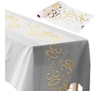 ddckj Chemin de Table Anniversaire 30 Ans 28CM x 10M Chemin de Table Joyeux Anniversaire Deko Or pour 30 Femme Homme Décoration Fête Table Décoration Party