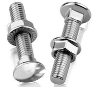 ddckj Lot de 25 Boulon Tete Ronde Collet Carré M6 × 50 Boulons de Carrosserie avec Écrou Hexagonal à Bride pour Bricolage, Automobile et Charpente Métallique