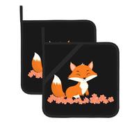 DDCXZPP Little Fox in the Petals Lot de 2 tapis isolants carrés pour enlever les couvercles de cuisine, fours à micro-ondes, fours avec corde de suspension latérale