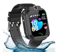 DDD 2G Montre intelligente GPS pour enfants, carte SIM pour appels, batterie de 7 jours IP67 étanche SOS appel - Pas de distraction de jeu - Cadeau d'anniversaire pour filles (noir)