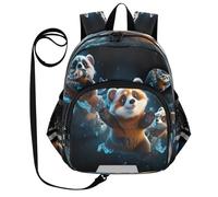 DDDIYEU Art Mignon De La Galaxie Des Pandas Rouges Sac à Dos Bébé Rigolo avec Oreilles,Mini Sac à Épaule Adorable,Sac à Dos pour Enfants