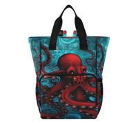 DDDIYEU Art Poulpe Rouge Sac à Langer Sac à Dos Grande Capacité Multifonction Sac à Couches pour Voyage Maman Femme Papa