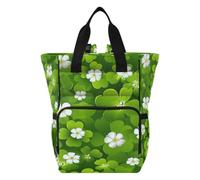 DDDIYEU Botanique Sac à Langer Sac à Dos Grande Capacité Multifonction Sac à Couches pour Voyage Maman Femme Papa TrèFle Vert