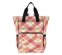 DDDIYEU CarréS Tartan Rose Doux Classique Sac à Langer Sac à Dos Grande Capacité Multifonction Sac à Couches pour Voyage Maman Femme Papa