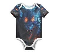 DDDIYEU Chat Bleu BrûLant FéRoce Artistique Body pour Bébé-Body Manches Courtes En Coton pour Enfant 3-24 Mois Été