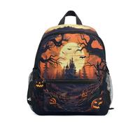 DDDIYEU Château De Forêt D'Art D'Halloween Sac à Dos Enfant Sac d'École Maternelle Préscolaire Étudiant Scolaire Cartable pour Âgés de 3 à 8 Ans Garçons Filles