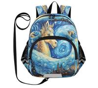 DDDIYEU Cheval Bleu Oeuvre Cool Sac à Dos Bébé Rigolo avec Oreilles,Mini Sac à Épaule Adorable,Sac à Dos pour Enfants
