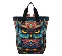 DDDIYEU Chouette Plume Aquarelle Cool Sac à Langer Sac à Dos Grande Capacité Multifonction Sac à Couches pour Voyage Maman Femme Papa