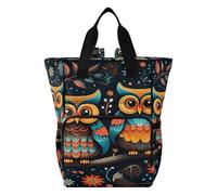 DDDIYEU Chouettes De Dessin Animé Mignon Sac à Langer Sac à Dos Grande Capacité Multifonction Sac à Couches pour Voyage Maman Femme Papa