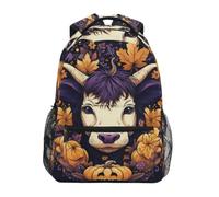 DDDIYEU Citrouille D'automne De Vache Pourpre Bandoulière Sacs Cartable à Dos à Cartable Étudiants Sac pour Scolaire Filles Voyages Garçons