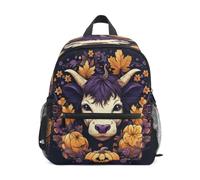 DDDIYEU Citrouille D'automne De Vache Pourpre Sac à Dos Enfant Sac d'École Maternelle Préscolaire Étudiant Scolaire Cartable pour Âgés de 3 à 8 Ans Garçons Filles