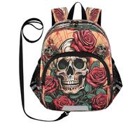 DDDIYEU Cool Squelette Rose Rouge Aquarelle Oeuvre Sac à Dos Bébé Rigolo avec Oreilles,Mini Sac à Épaule Adorable,Sac à Dos pour Enfants