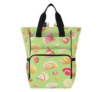 DDDIYEU Coquillage Vert Coloré éTé Sac à Langer Sac à Dos Grande Capacité Multifonction Sac à Couches pour Voyage Maman Femme Papa