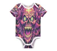 DDDIYEU Crâne Pourpre BrûLant Ardent Artistique Body pour Bébé-Body Manches Courtes En Coton pour Enfant 3-24 Mois Été