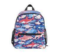 DDDIYEU Dauphins De Requin De Dessin Animé Sac à Dos Enfant Sac d'École Maternelle Préscolaire Étudiant Scolaire Cartable pour Âgés de 3 à 8 Ans Garçons Filles