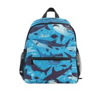 DDDIYEU Dessin Animé Requins Noir Bleu Mer Sac à Dos Enfant Sac d'École Maternelle Préscolaire Étudiant Scolaire Cartable pour Âgés de 3 à 8 Ans Garçons Filles