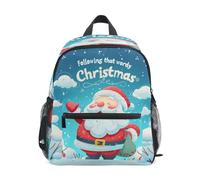 DDDIYEU Dessin Animé Vacances PèRe NoëL Sac à Dos Enfant Sac d'École Maternelle Préscolaire Étudiant Scolaire Cartable pour Âgés de 3 à 8 Ans Garçons Filles