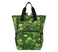 DDDIYEU Feuilles De TrèFle Vert Luxuriant Naturel Sac à Langer Sac à Dos Grande Capacité Multifonction Sac à Couches pour Voyage Maman Femme Papa