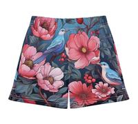 DDDIYEU Fleurs Fleurs Oiseau Short de Bain Fille,Pantalon de Plage à Séchage Rapide,Maillot de Bain pour Enfants