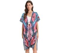 DDDIYEU Fleurs Fleurs Oiseau Tunique de Plage Femme,Couverture de Maillot de Bain Légère et Ample Parfaite pour l’Été