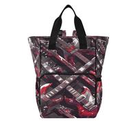 DDDIYEU Guitares Rouges Forte ComéDie Musicale Sac à Langer Sac à Dos Grande Capacité Multifonction Sac à Couches pour Voyage Maman Femme Papa