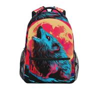 DDDIYEU HéRisson Rouge Lune Vibrante Bandoulière Sacs Cartable à Dos à Cartable Étudiants Sac pour Scolaire Filles Voyages Garçons