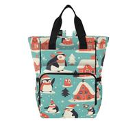 DDDIYEU Hiver Pingouin Joyeux Festif Sac à Langer Sac à Dos Grande Capacité Multifonction Sac à Couches pour Voyage Maman Femme Papa