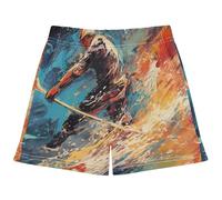 DDDIYEU Joueur De Hockey Abstrait Short de Bain Fille,Pantalon de Plage à Séchage Rapide,Maillot de Bain pour Enfants