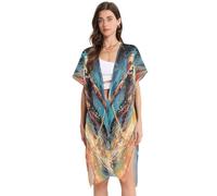 DDDIYEU Joueur De Hockey Abstrait Tunique de Plage Femme,Couverture de Maillot de Bain Légère et Ample Parfaite pour l’Été