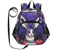 DDDIYEU Lapin Oeuvre Pourpre Sac à Dos Bébé Rigolo avec Oreilles,Mini Sac à Épaule Adorable,Sac à Dos pour Enfants