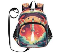 DDDIYEU Les éToiles Des PlanèTes De FuséE Spatiale Rouge Sac à Dos Bébé Rigolo avec Oreilles,Mini Sac à Épaule Adorable,Sac à Dos pour Enfants